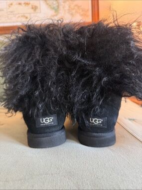 UGG Black Fluffy Shearling Ankle Boots